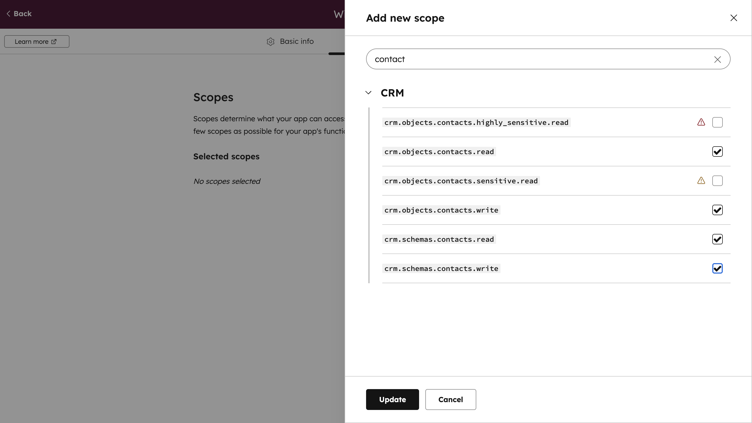 Select Contact Scopes