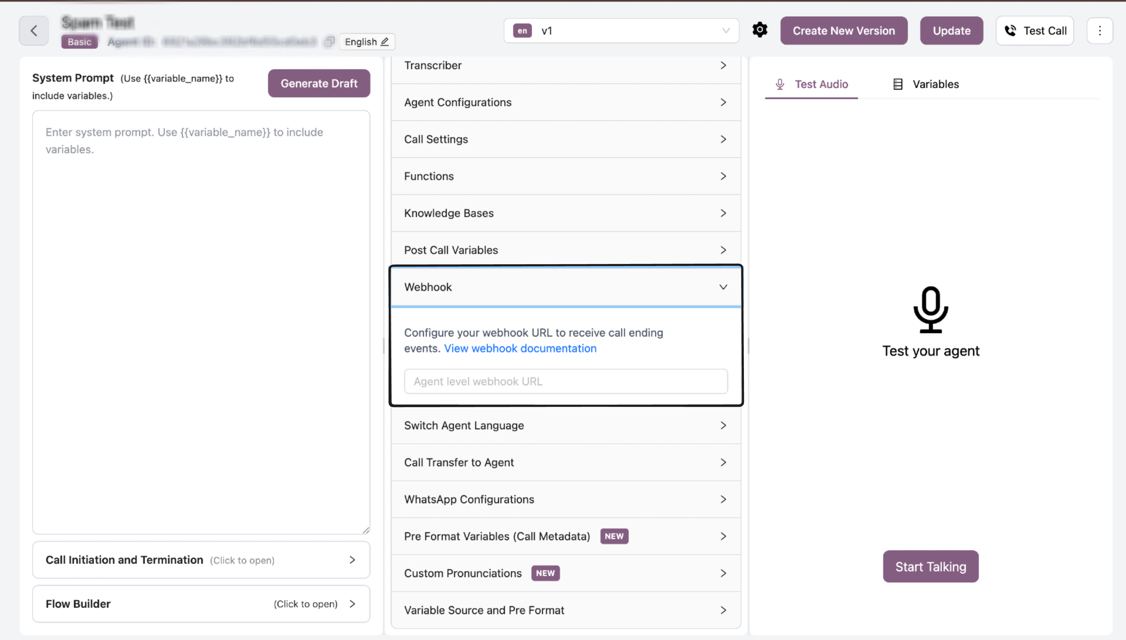 Add Agent Level Webhook