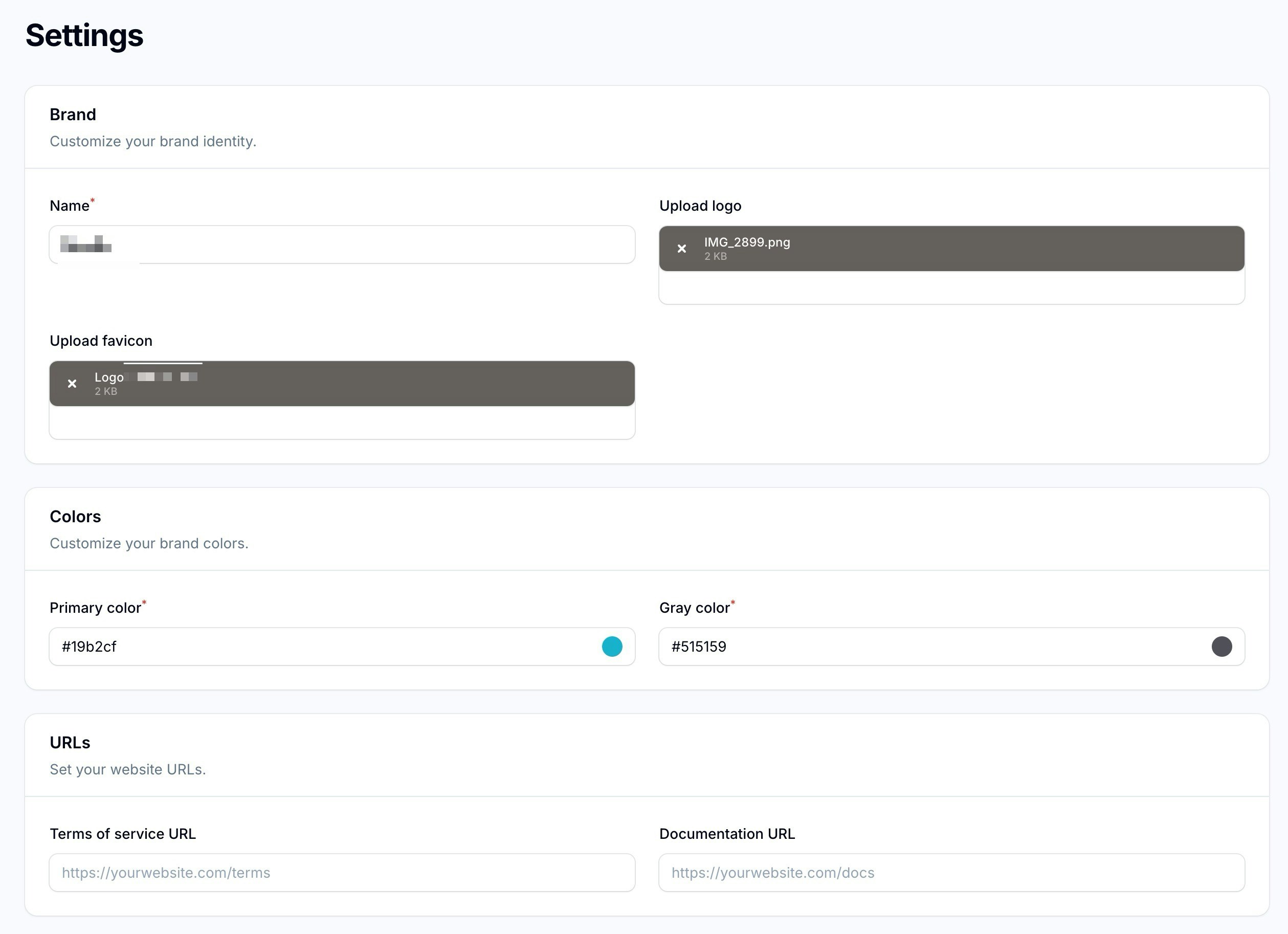 White Label Settings Page