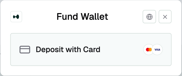 Picker with a single Deposit with Card row and no tabs
