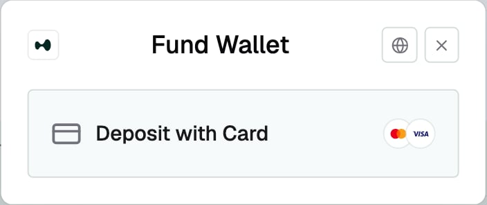 Picker with a single Deposit with Card row and no tabs
