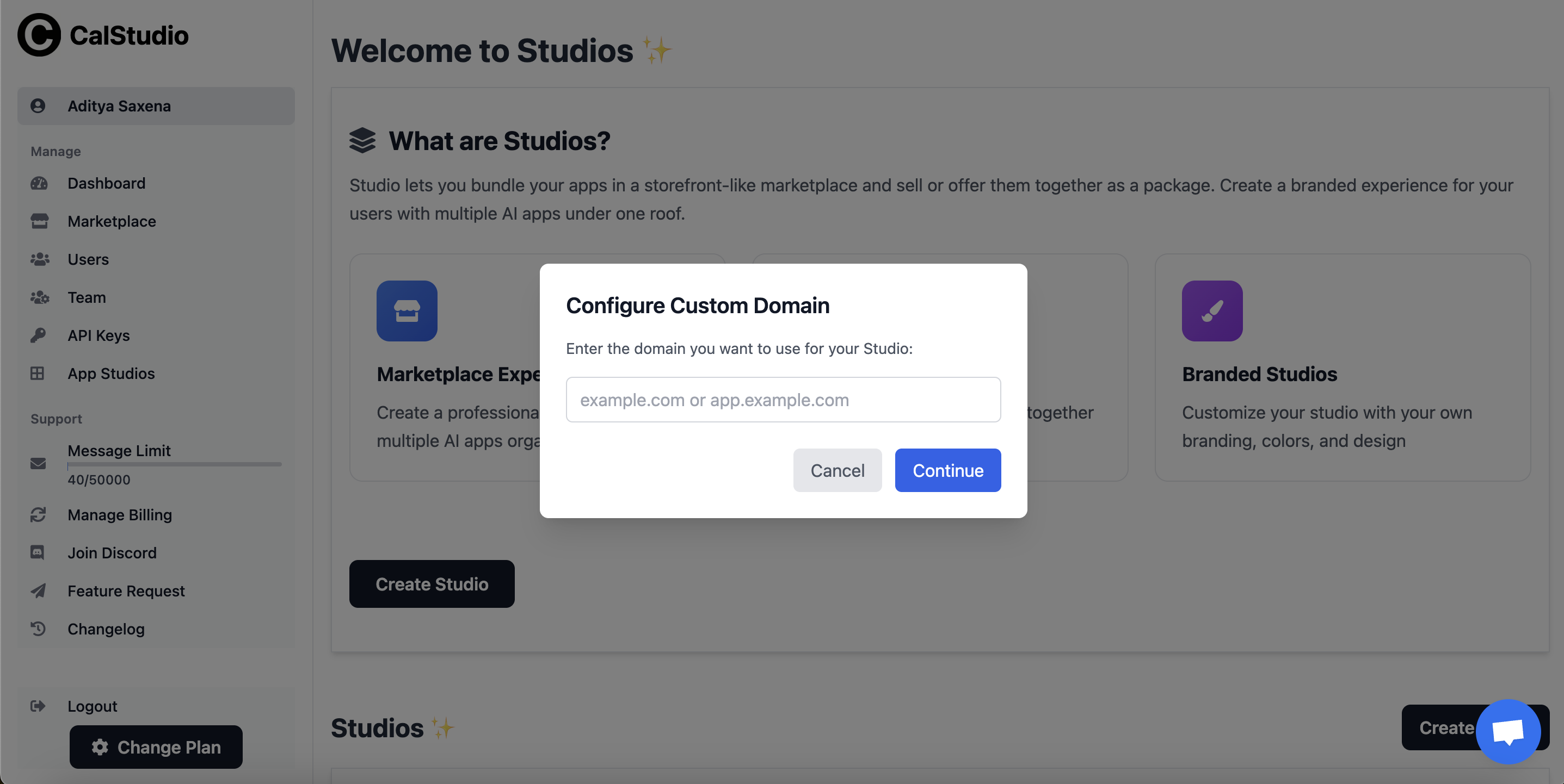 App Studio Custom Domain Input