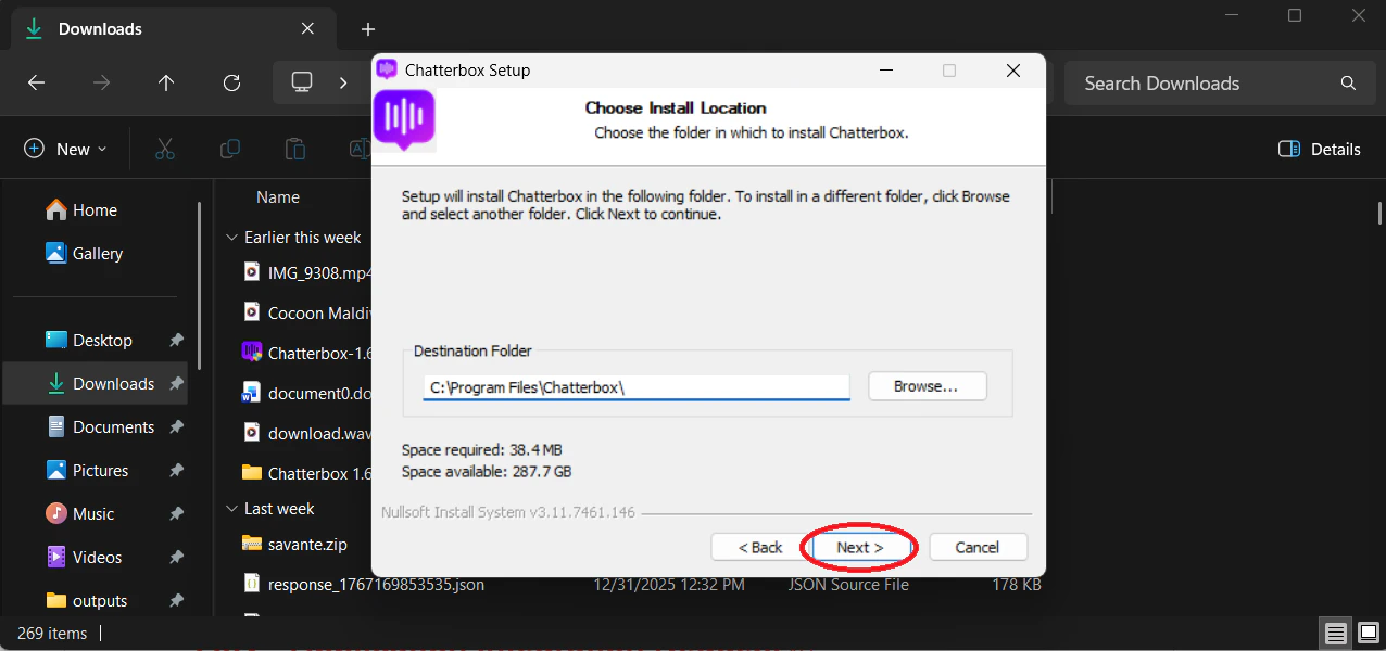 Audio Device Setup window on the Drivers Test step