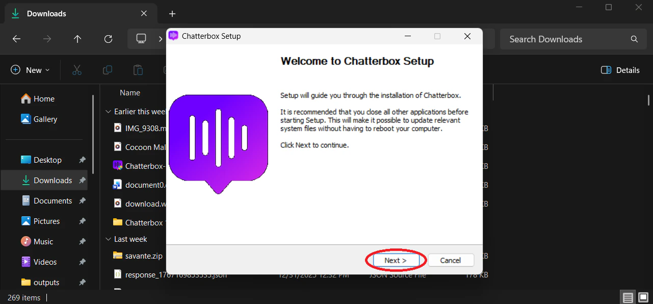 Chatterbox language configuration showing I Speak and They Hear