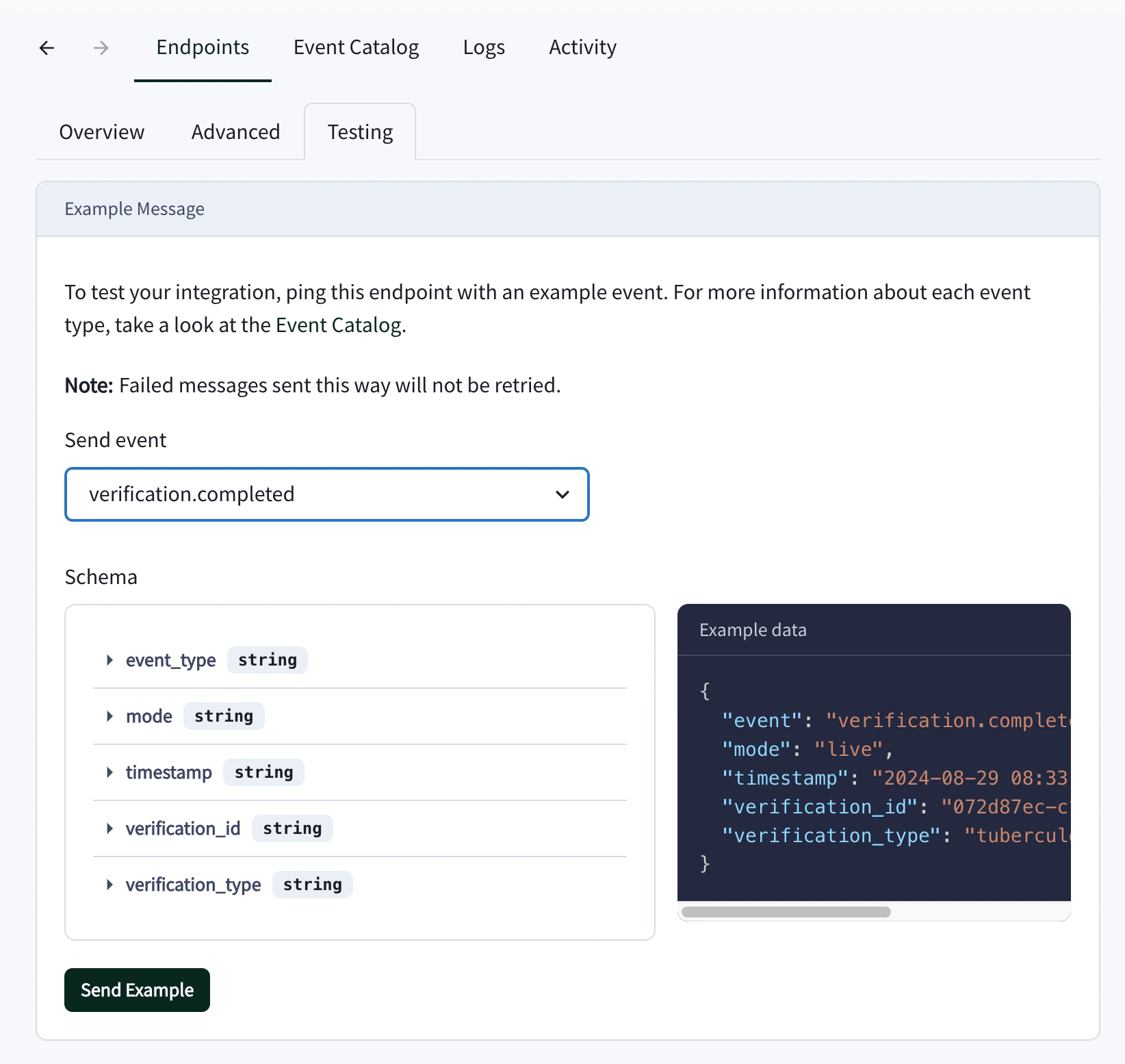 testing endpoint