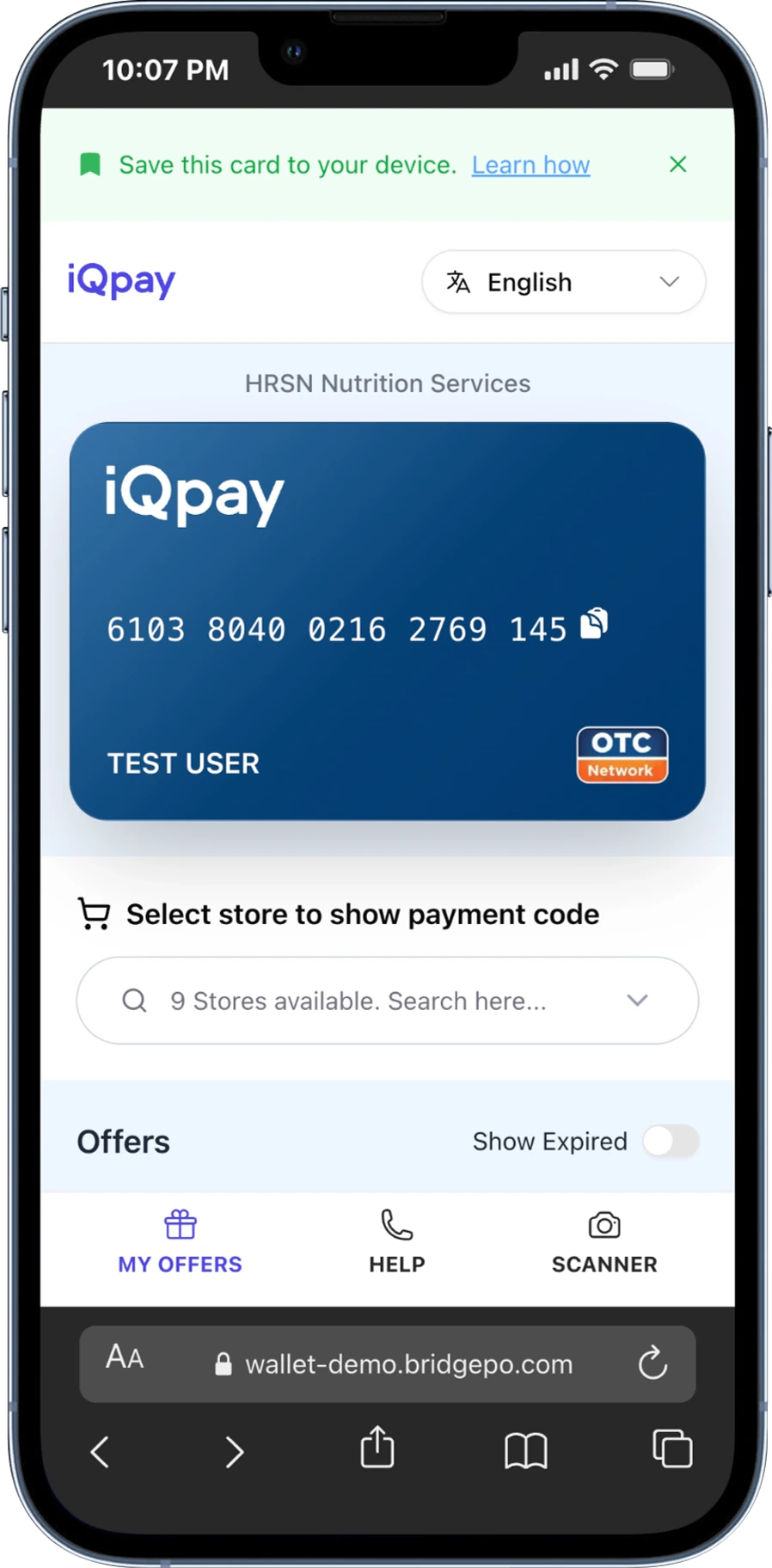 iQpay Wallet home screen