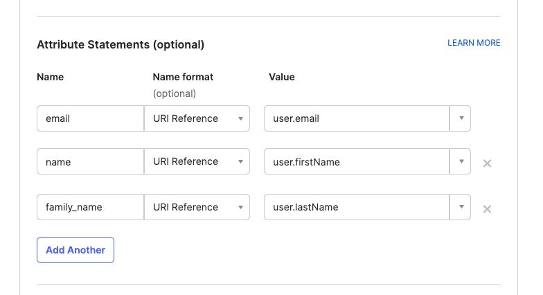 Okta SSO configuration step