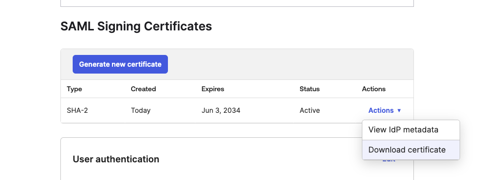 Okta SSO configuration step