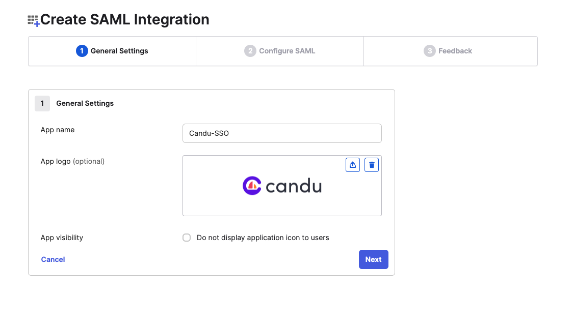 Okta SSO configuration step