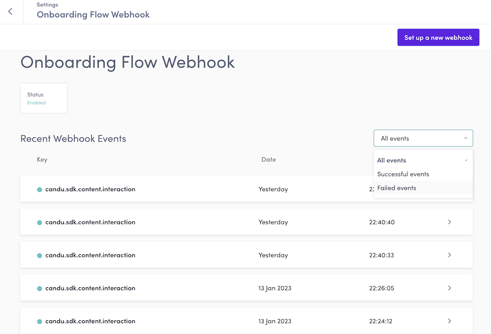 Candu outgoing webhook configuration step