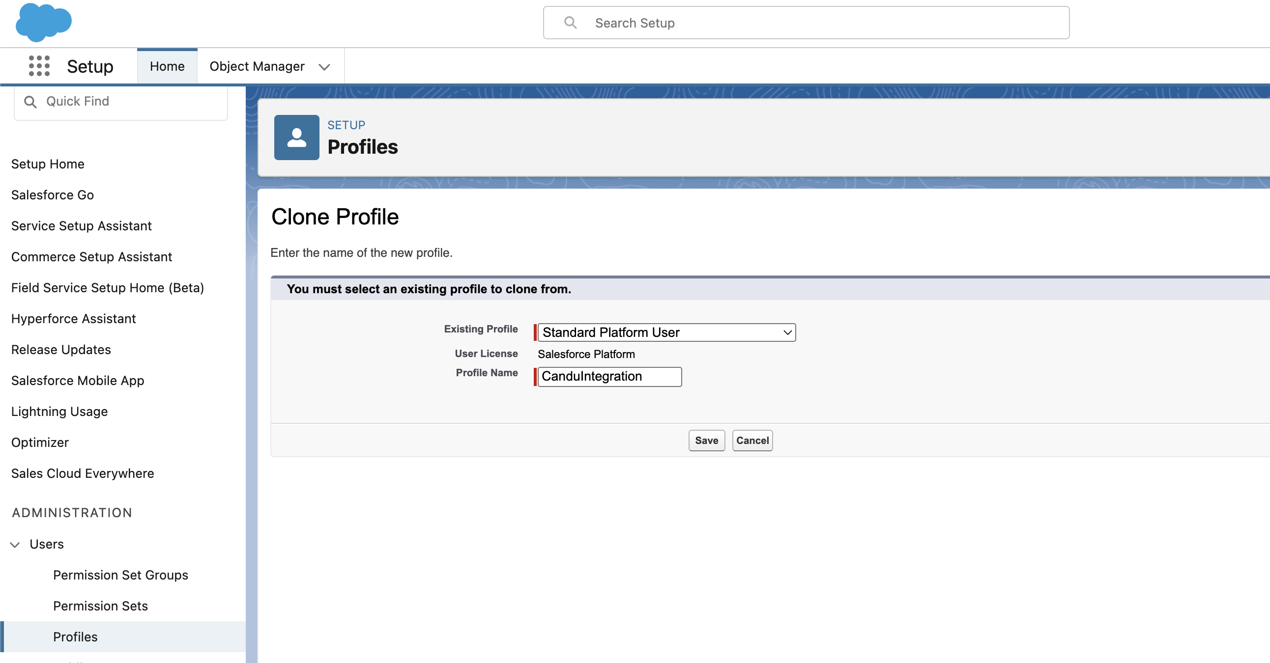 Create an integration profile