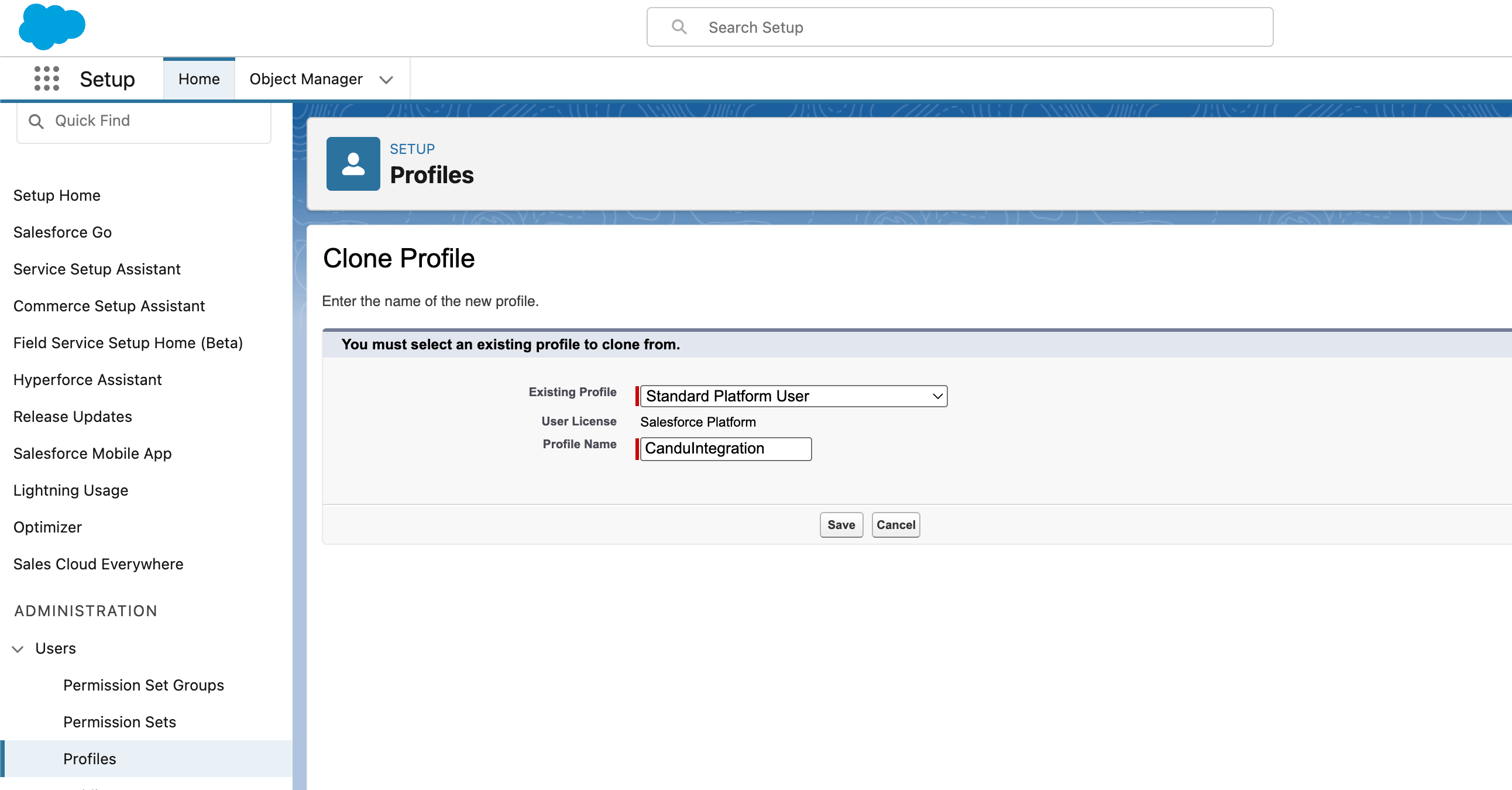Create an integration profile