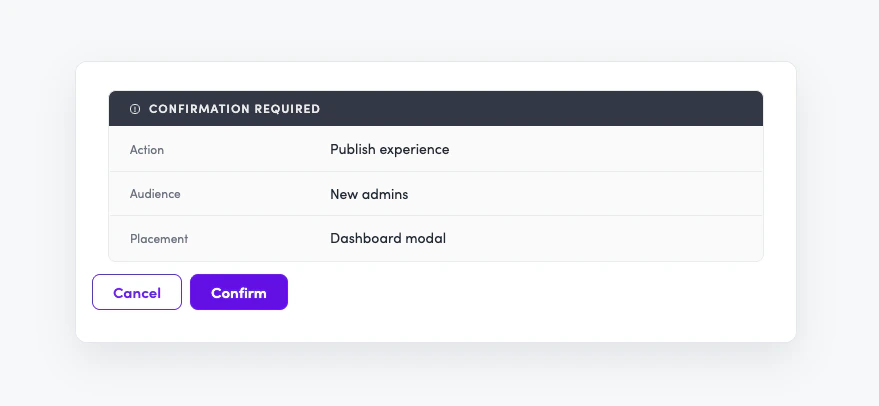 Confirmation-required action review screen