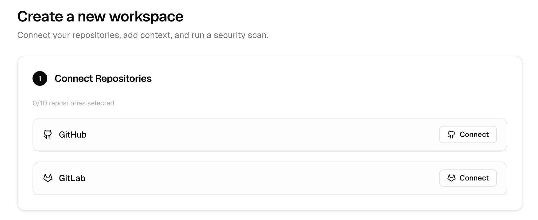 Workspace setup - connect options