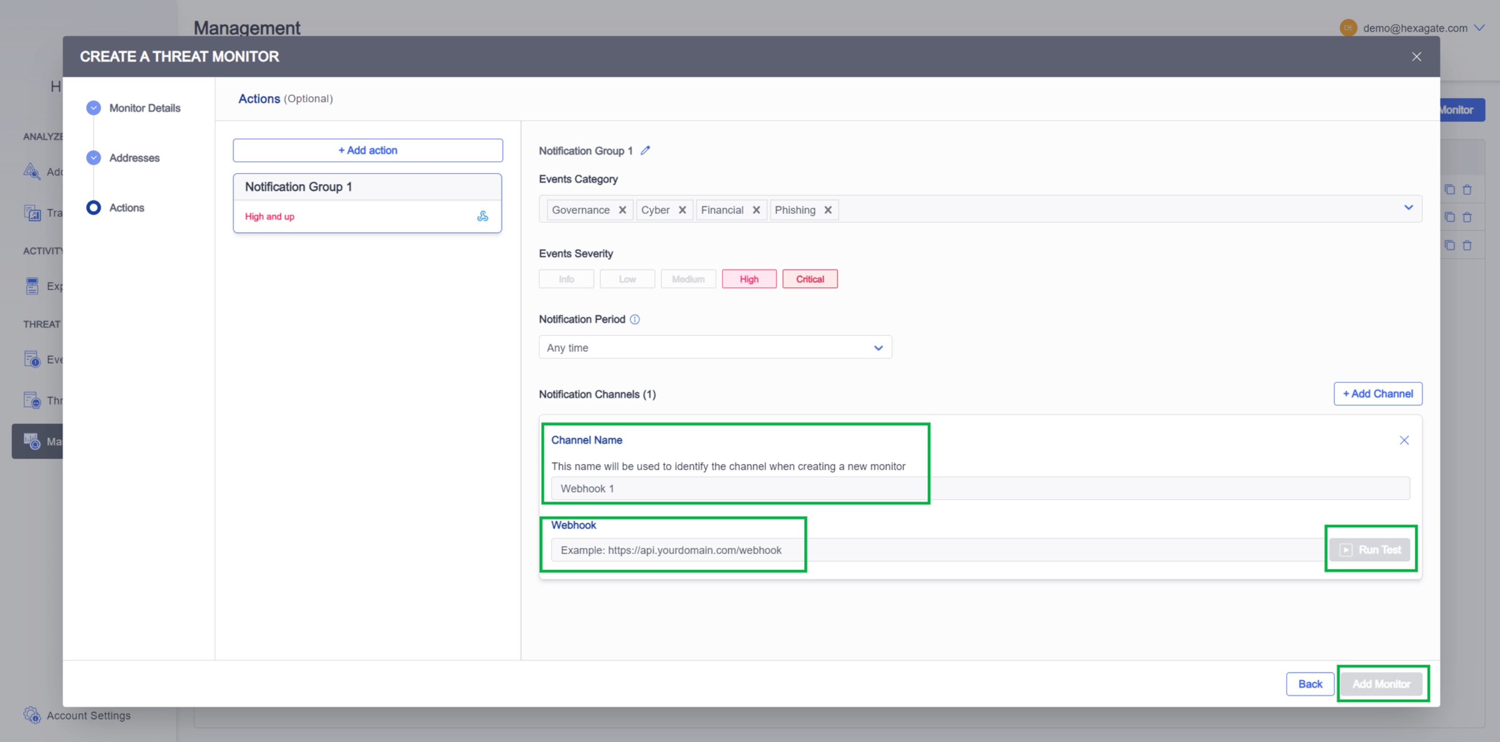 Paste the Clarion webhook URL in Hexagate