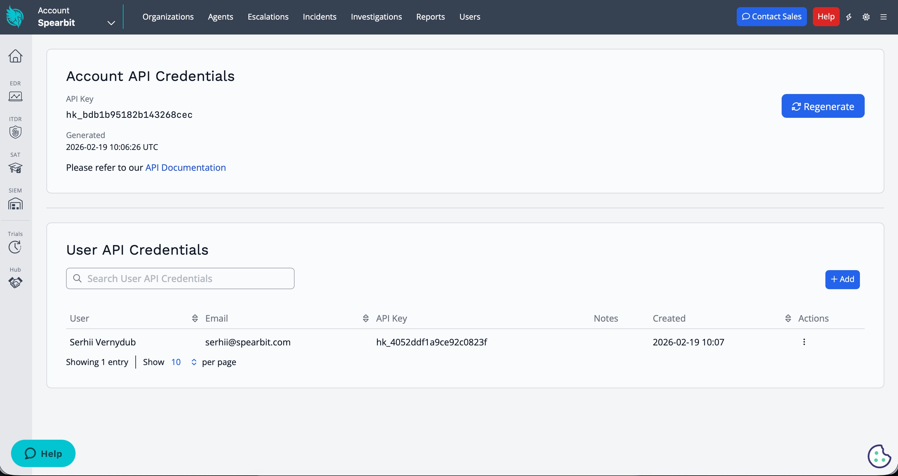 API Credentials in Huntress