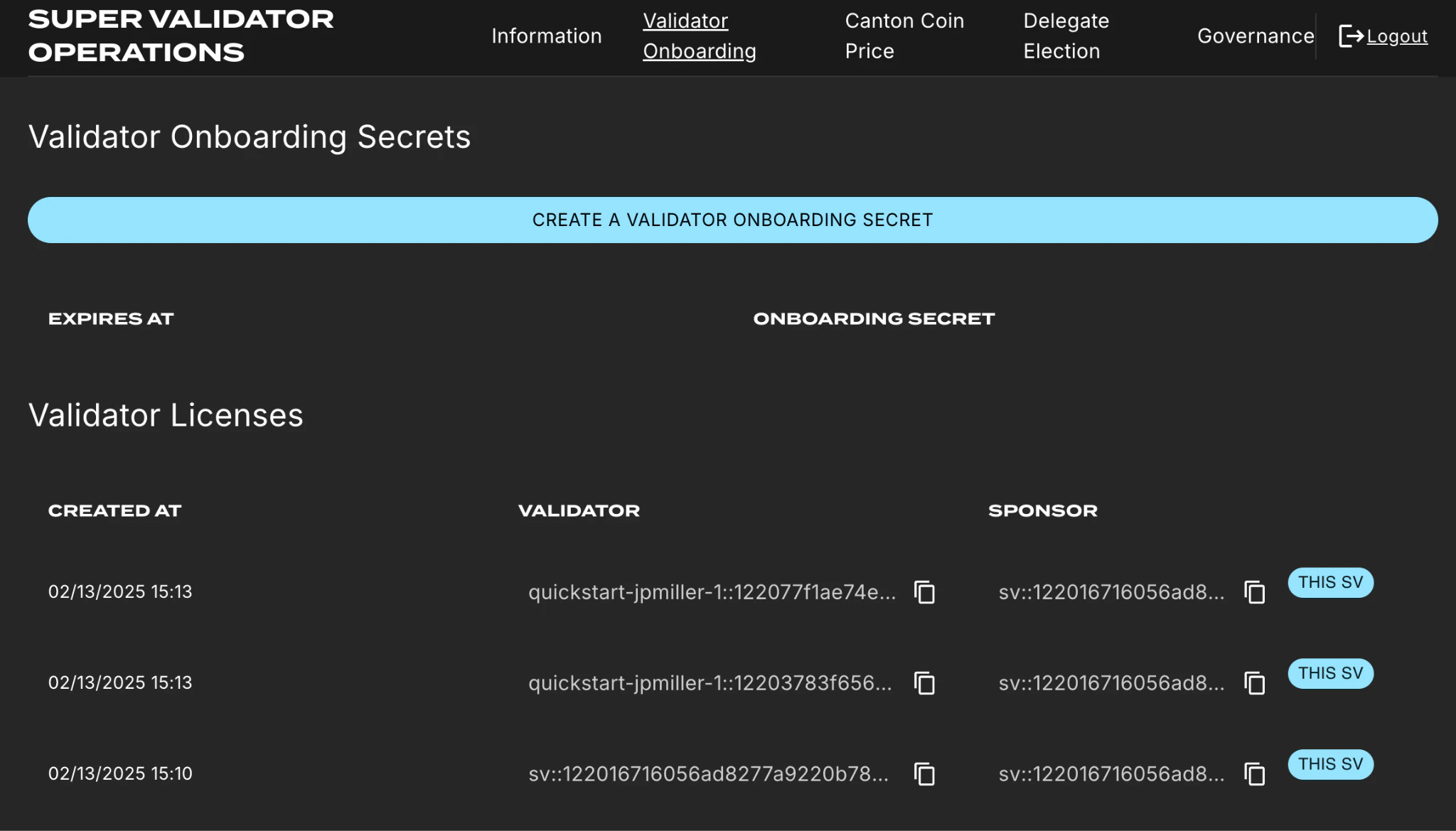 Validator onboarding