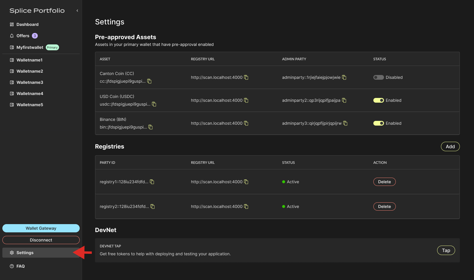 Navigation (SETTINGS)