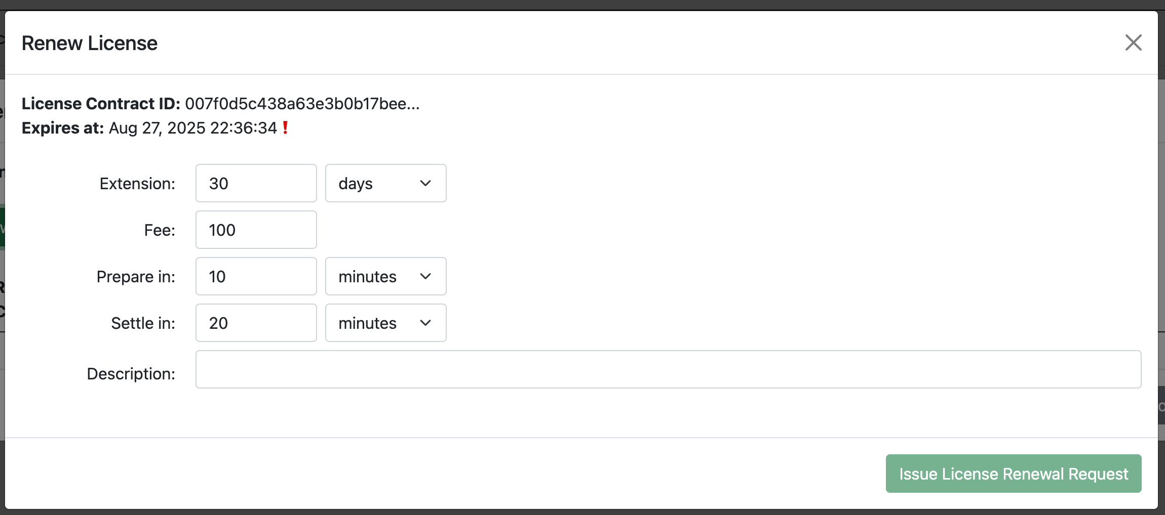 renew license modal