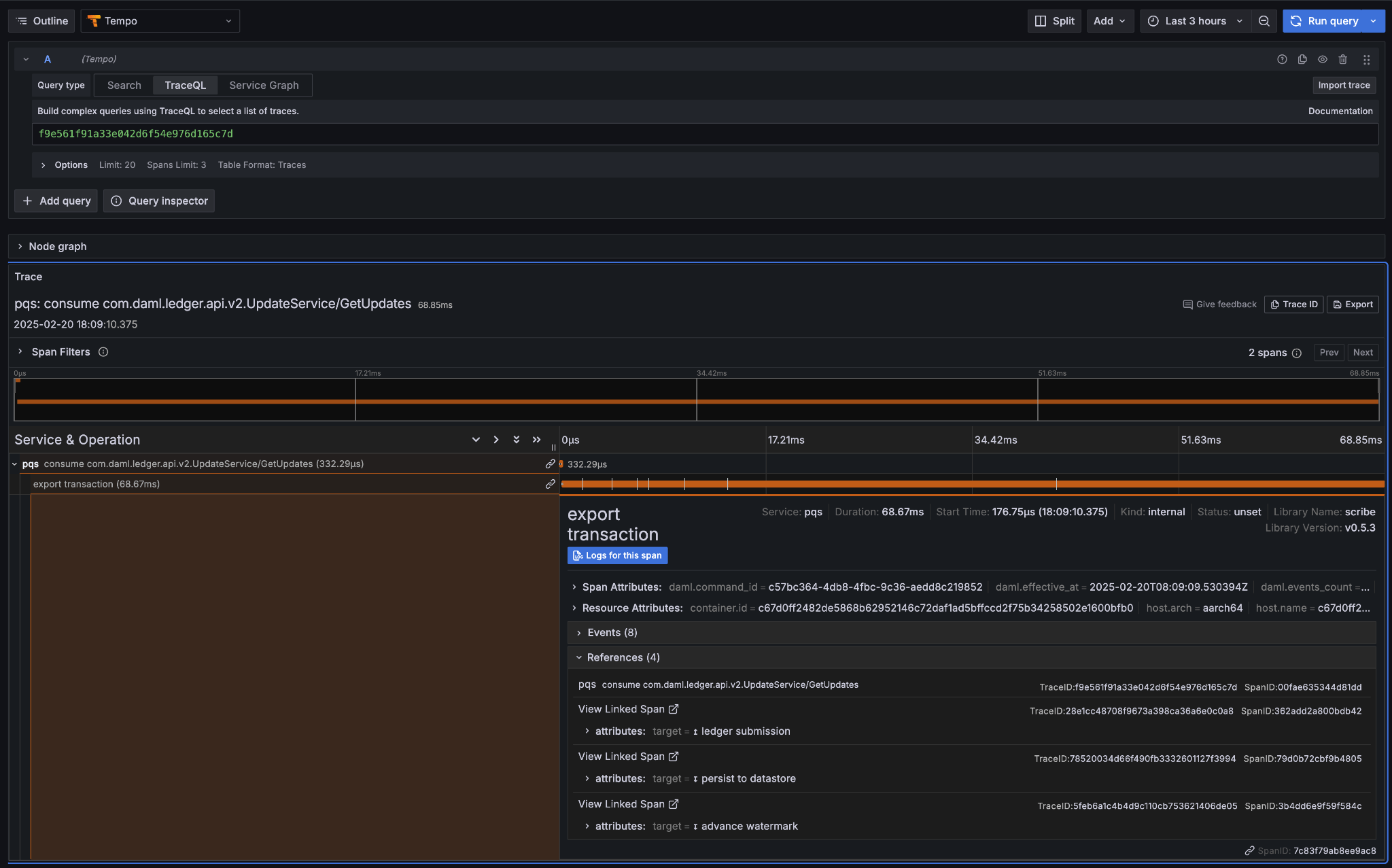 PQS ingestion trace
