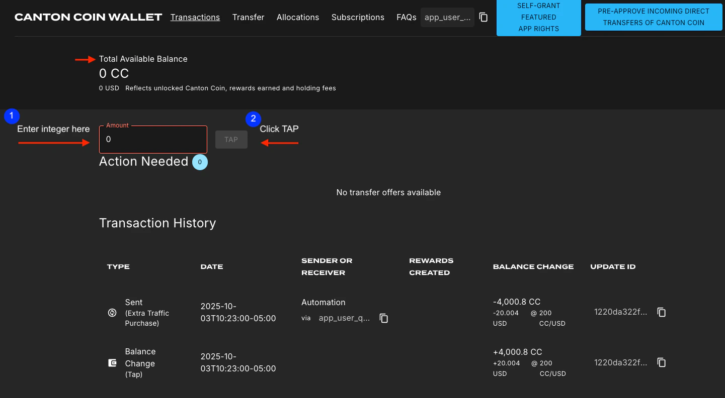 Tap for CC