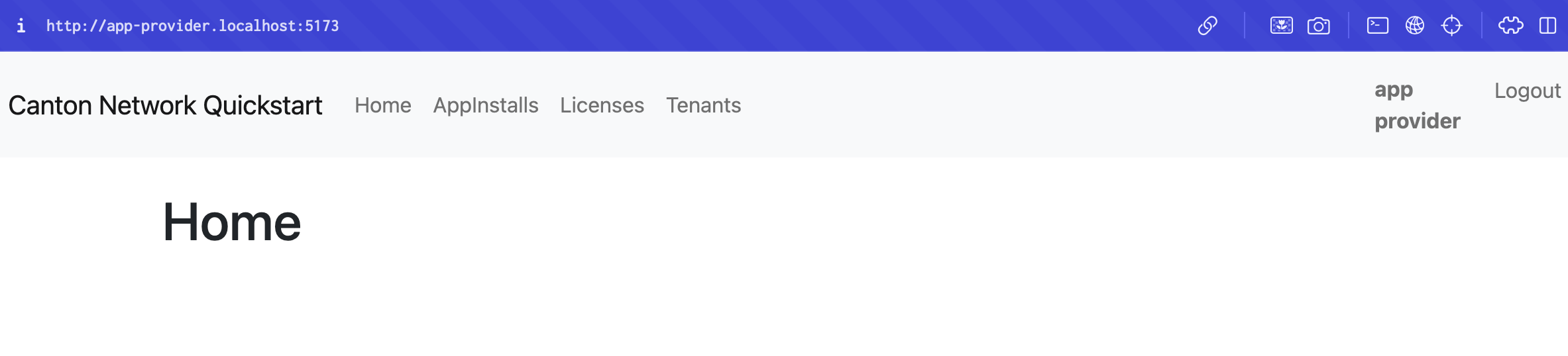 Quickstart homepage