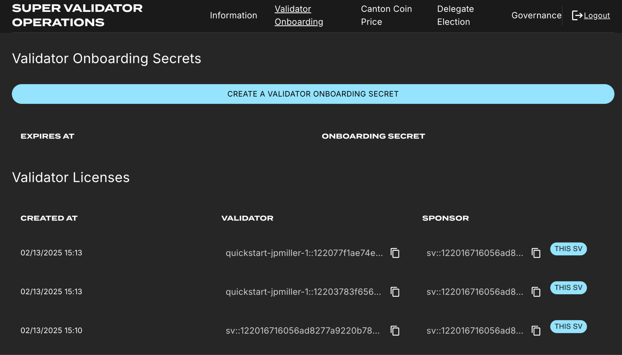 Validator onboarding