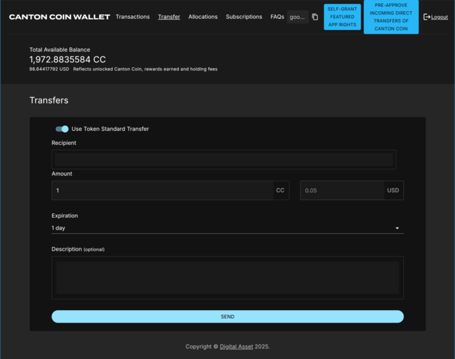 Splice wallet UI