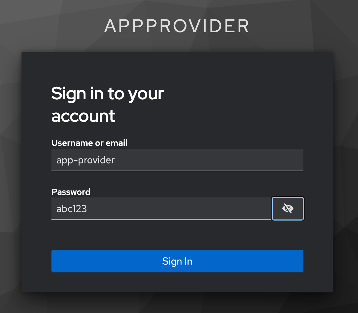 Login screen