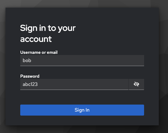 sign in screen