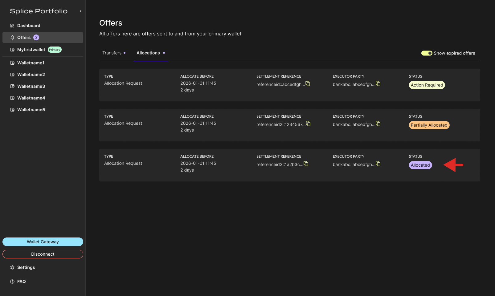 Navigation (allocations ALLOCATED)