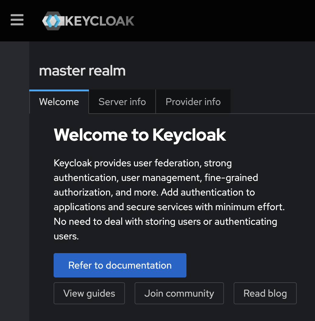 Keycloak admin console