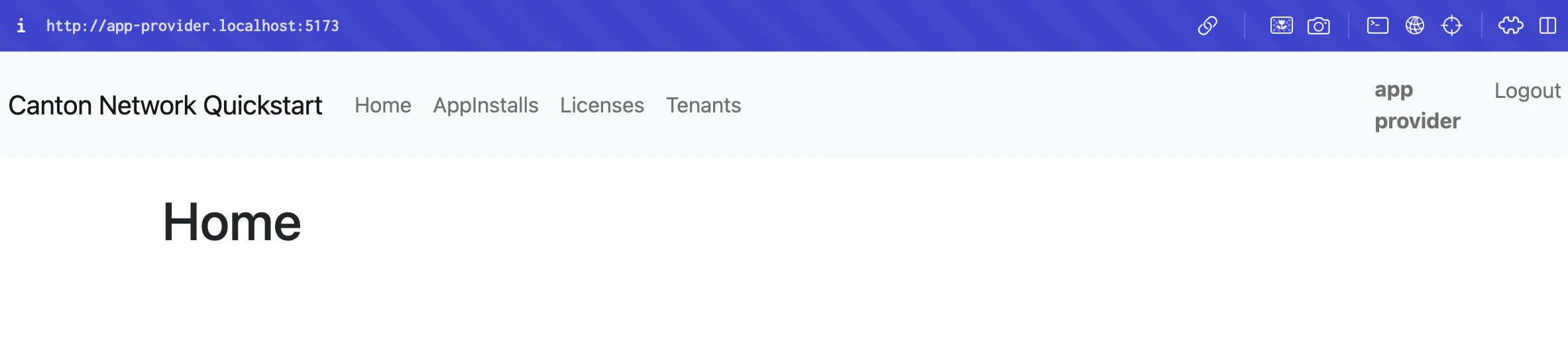Quickstart homepage