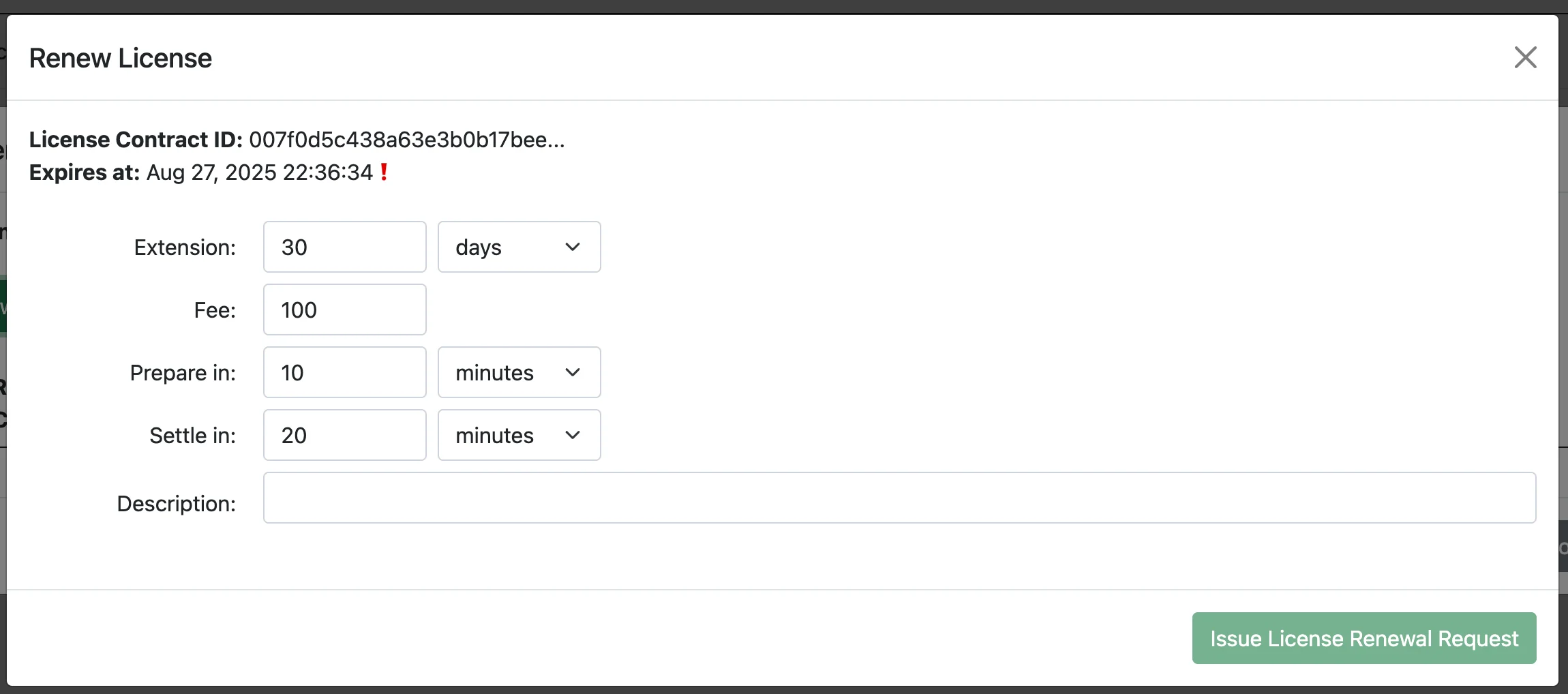 renew license modal