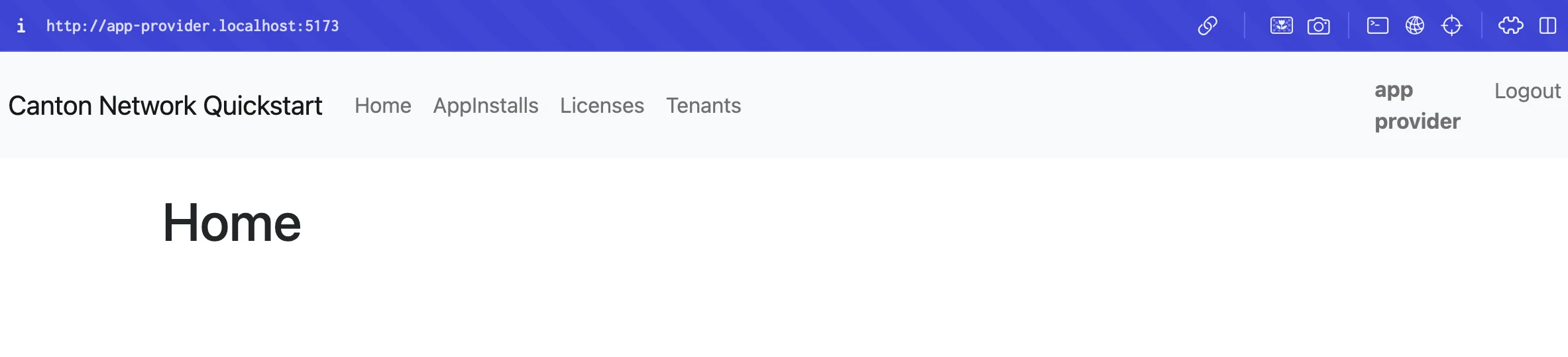 Quickstart homepage