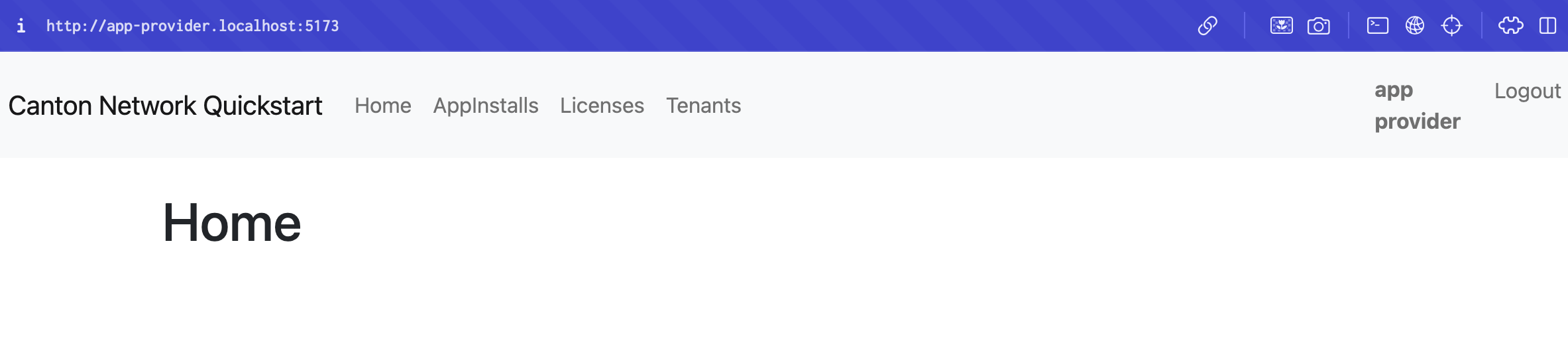 Quickstart homepage