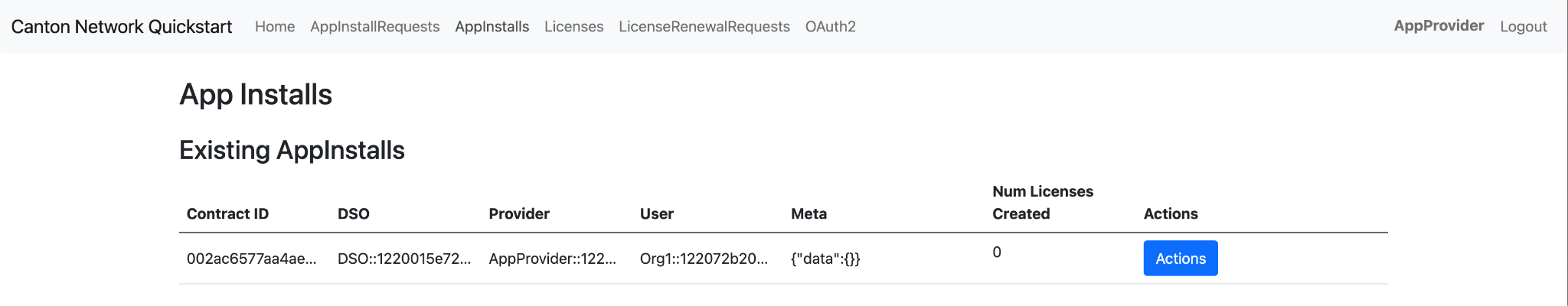 AppProvider accepting AppInstallRequest