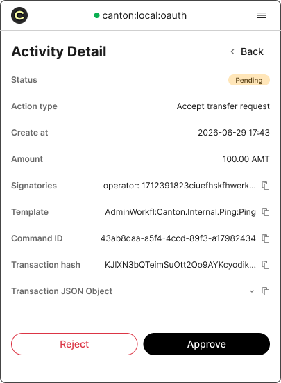 approve or reject a transaction