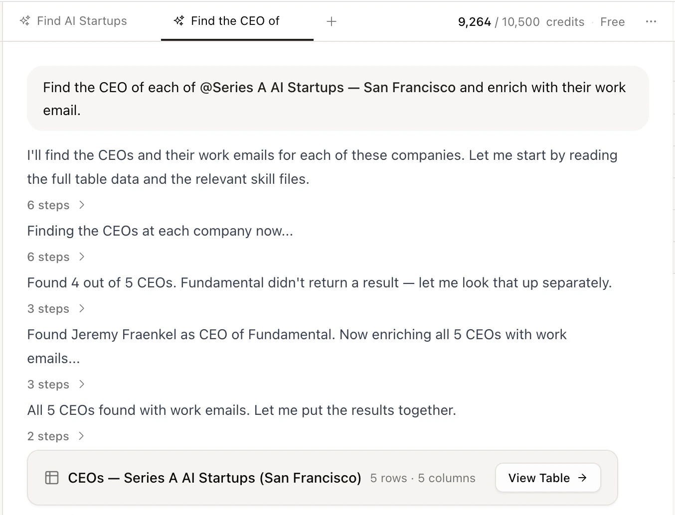 Typing a prospecting prompt into the Canvas agent