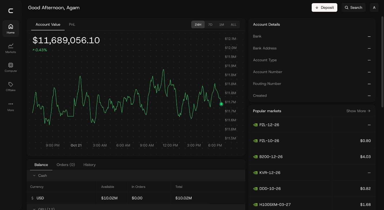 The Capital AI Home screen