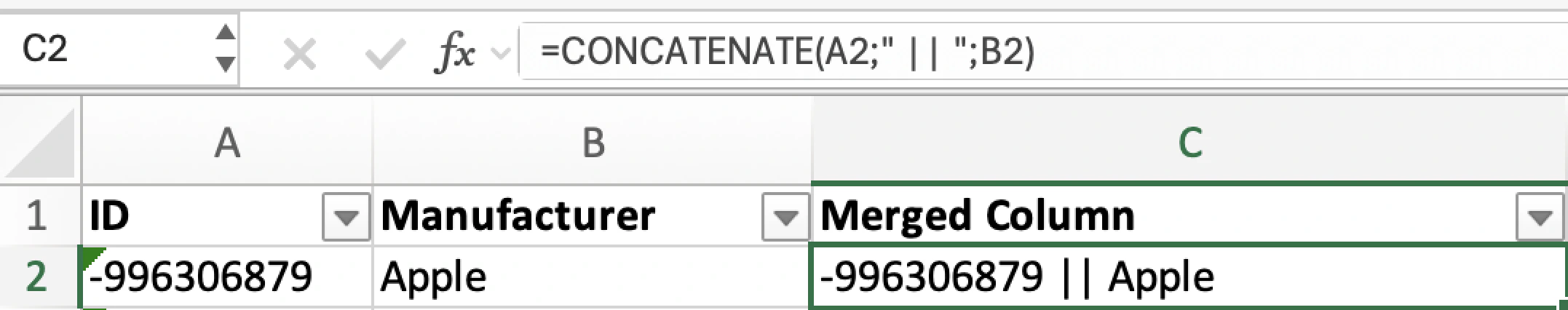 Merging columns in Excel
