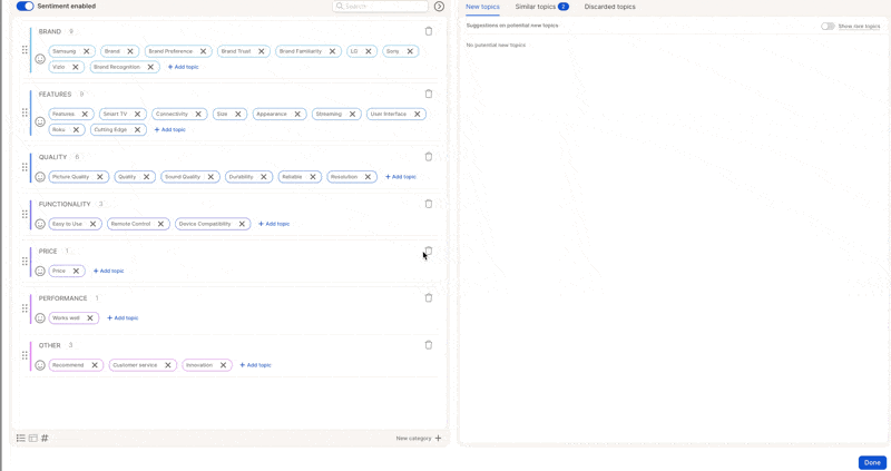 Renumber topic codes with # Renumber