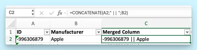Merging columns in Excel