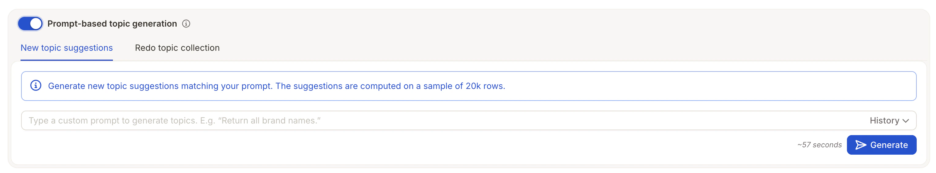 Prompt-based topic generation