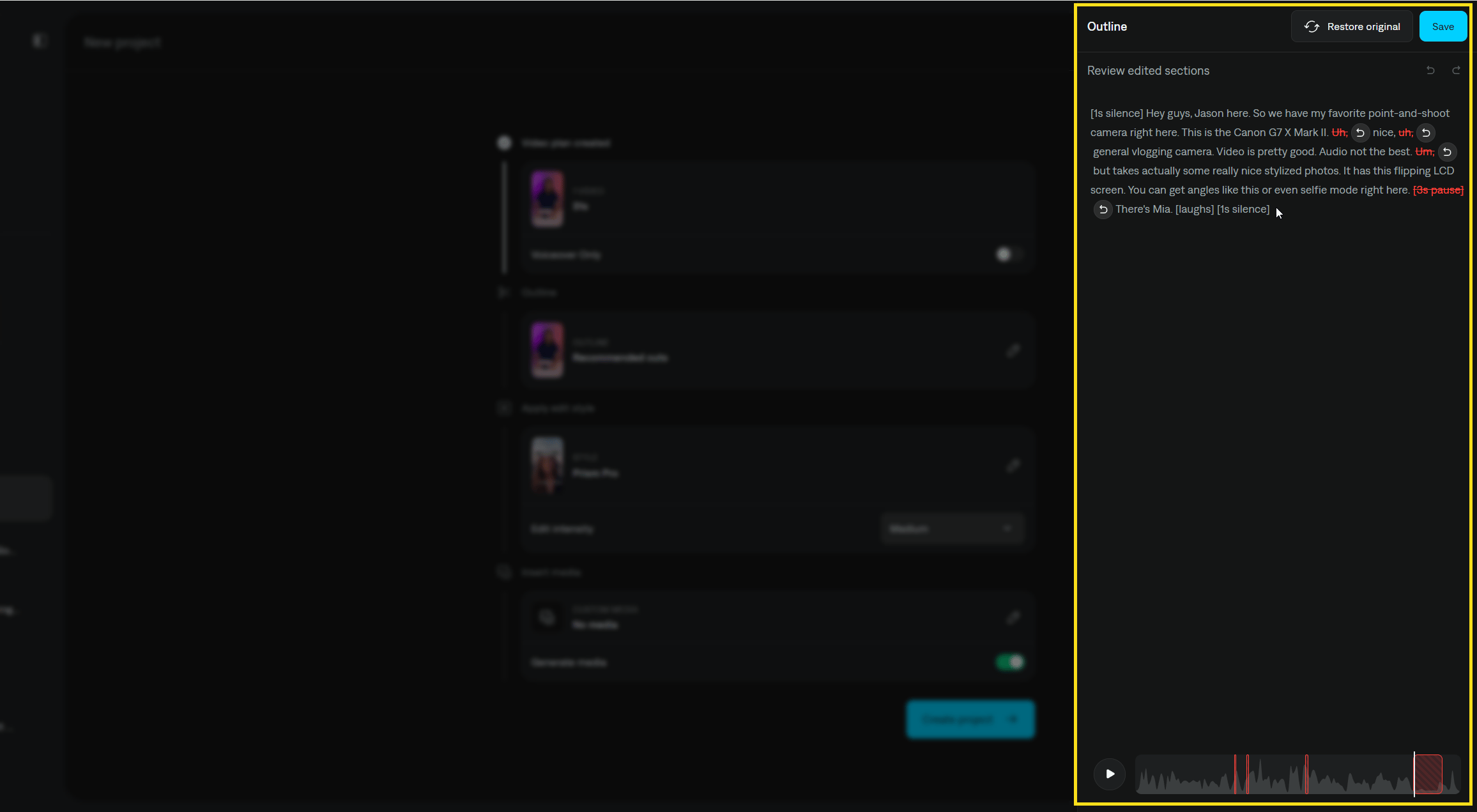 Apply edit style section with edit icon to open the right-side panel