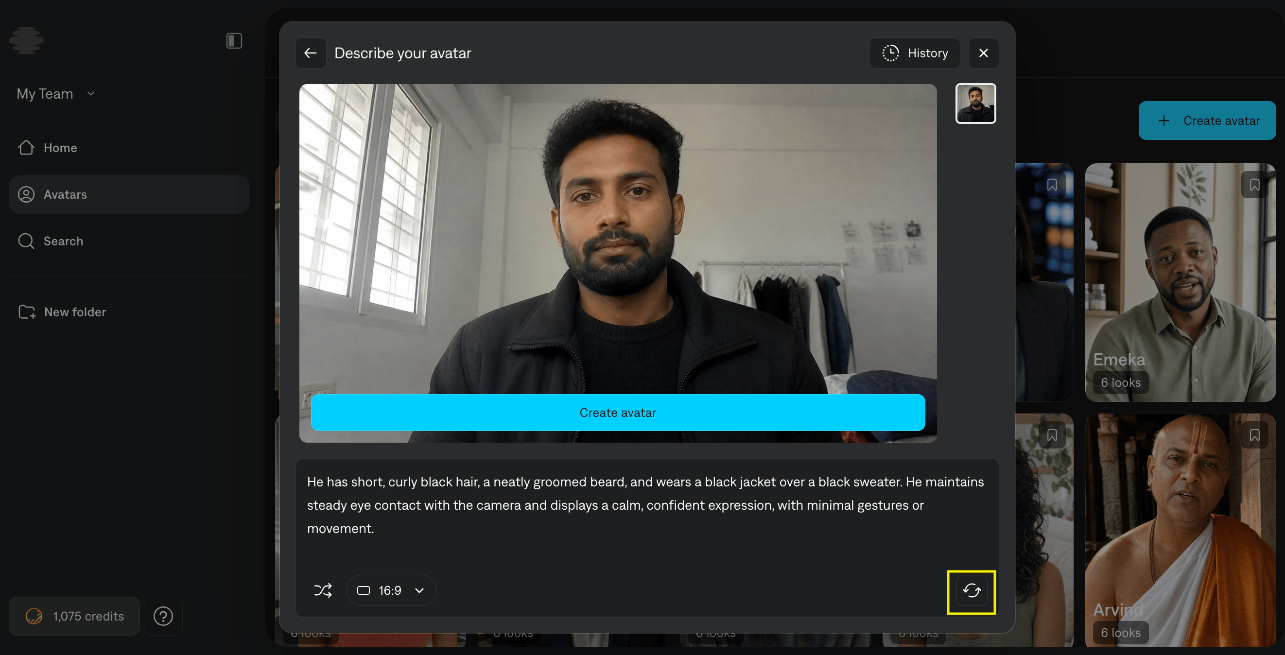 Choosing one of two generated actors after submitting a prompt