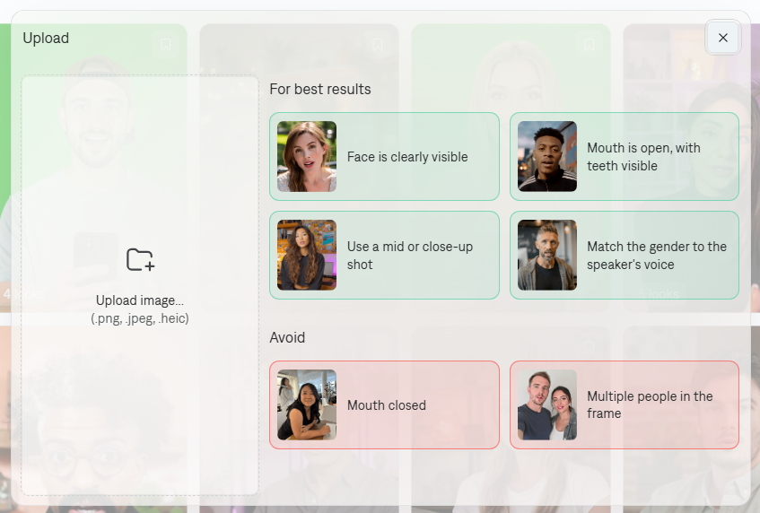 Captions Mirage actor creation showing a reference image upload to generate an AI Twin