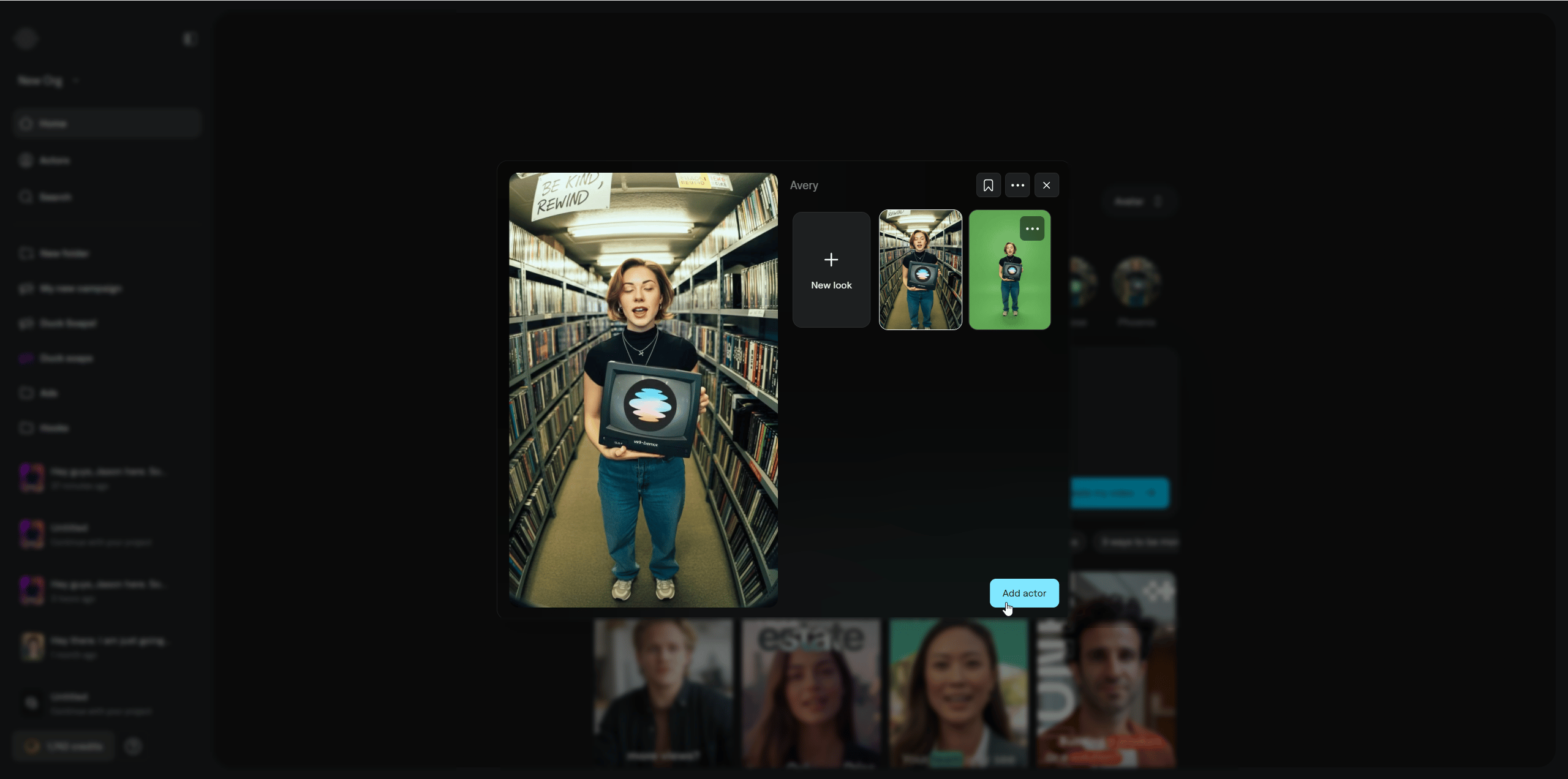 Actor library with actors selected before continuing