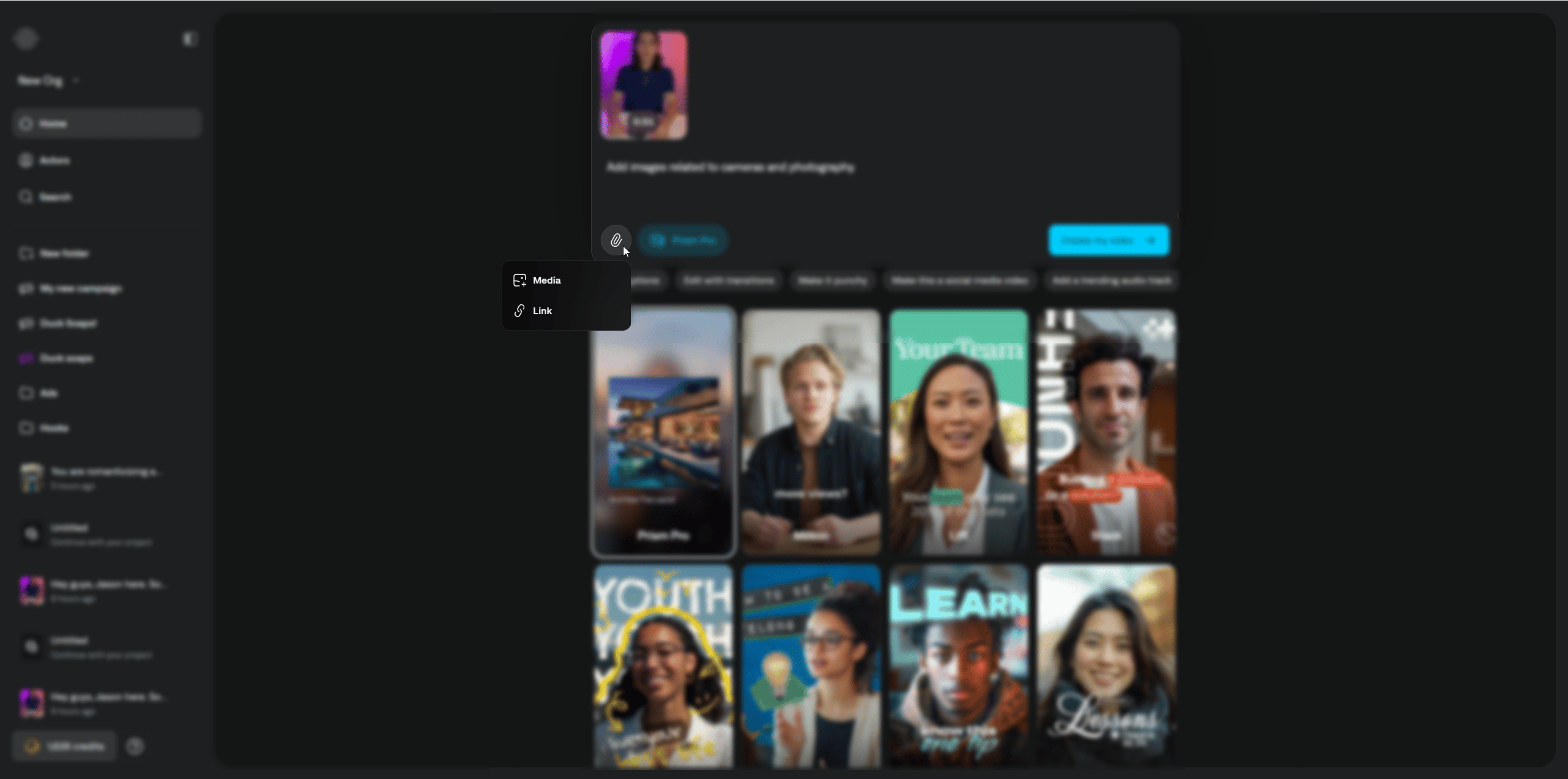 Attaching custom media assets and reference links for AI Edit