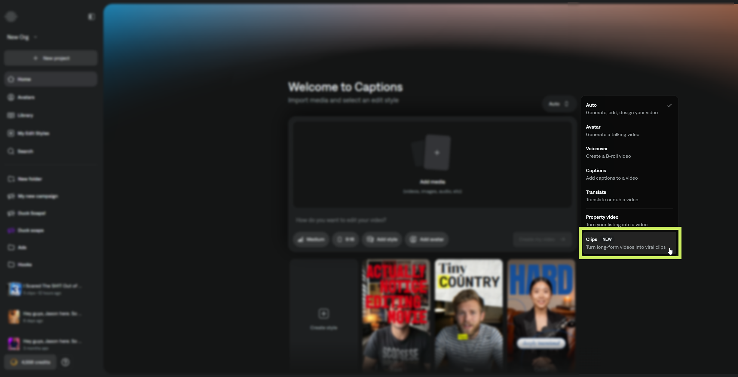 Select the Clips option